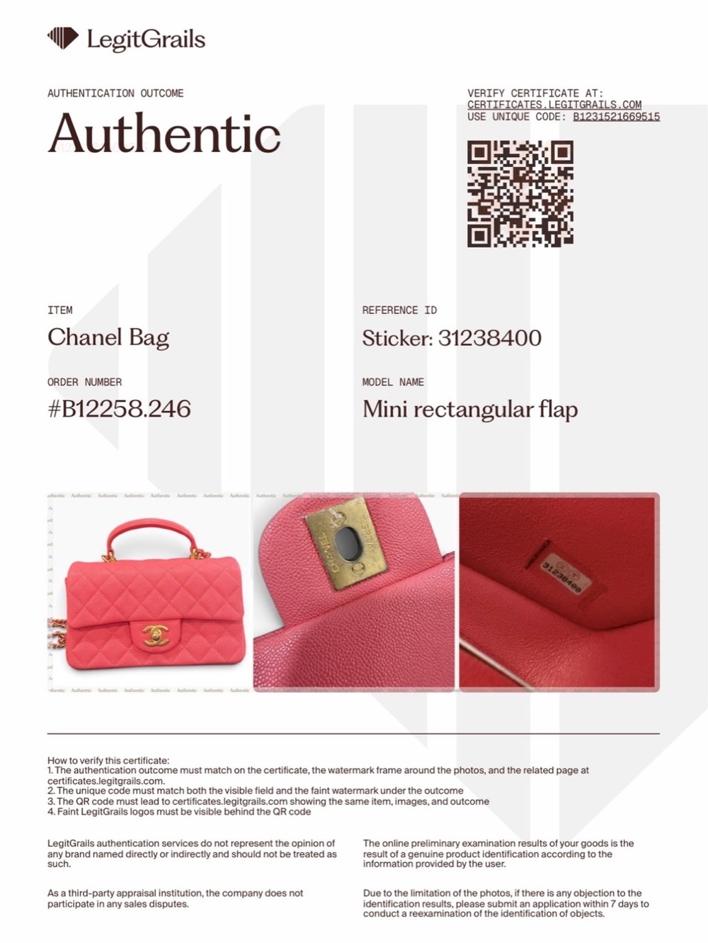 Chanel Classic Caviar Pink Mini rectangular Flap Bag - Picture 12 of 12